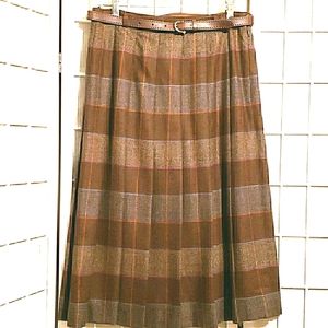 BOUTIQUE MORETTI ITALIAN WOOL PLAID SKIRT SZ 14